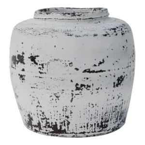 Early 20th Century Vintage Off-White Ceramic Round Pot Planter
