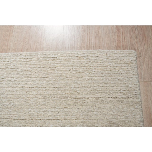 Textile Ivory Solid Modern Hand-Knotted Wool Rug 8x10 For Sale - Image 7 of 11
