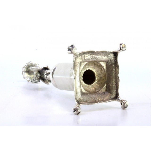 Silver Toothpick Holder with Angel and Sunflower on Hexagonal Plinth For Sale - Image 6 of 9