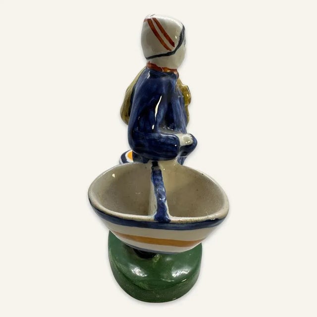 French Country Late 19th Century Quimper Salt Cellar For Sale - Image 3 of 7