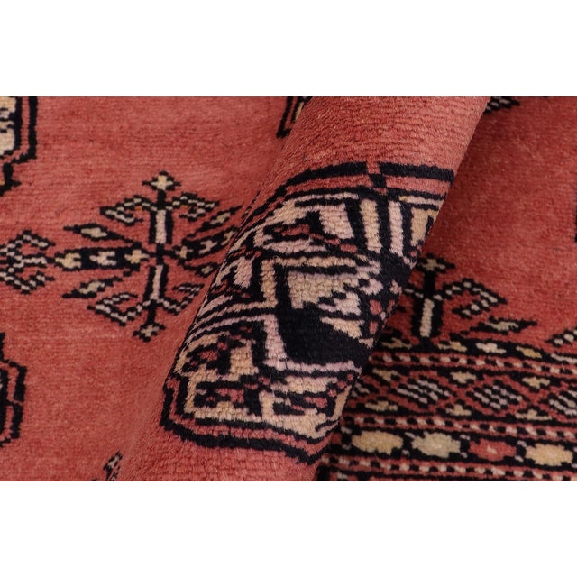 Textile Southwestern Bokhara Desirae Pink Green Hand Knotted Rug For Sale - Image 7 of 9