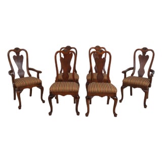 Set of 6 Cherry Queen Anne Dining Room Chairs For Sale