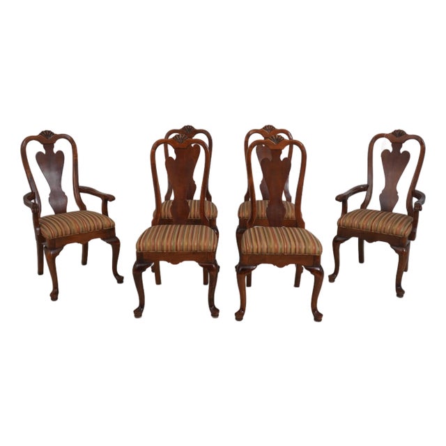 Set of 6 Cherry Queen Anne Dining Room Chairs For Sale