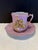 Victorian Antique Victorian Rose Pink Porcelain Tea Cup & Saucer | Holds 10–12 Oz Applied Floral Relief | Gilded For Sale - Image 3 of 10