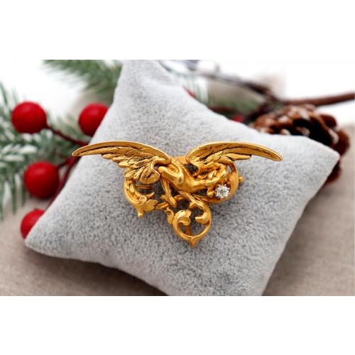 Bird Shaped Gold Brooch For Sale - Image 3 of 9