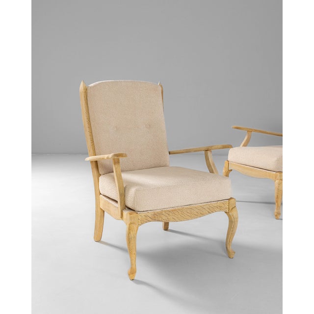 1960s French Louis XV Style Oak Armchairs With Upholstered Cushions - A Pair For Sale - Image 18 of 18