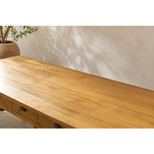 Large Oak Tailor's Table with Drawers, France, 1930 For Sale - Image 14 of 18