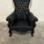 Textile French Rococo Style Tufted Black Leather Throne Chair For Sale - Image 7 of 8