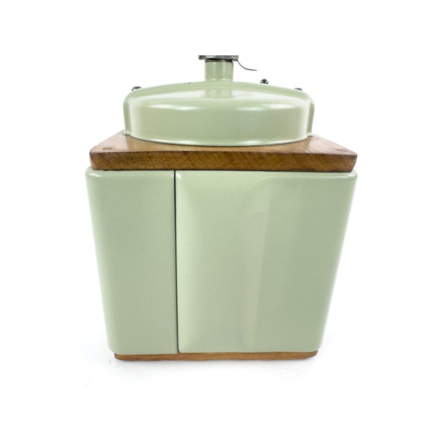 Wood Vintage Peugeot Frères French Coffee Grinder in Sage Green, Mid-20th Century For Sale - Image 7 of 14