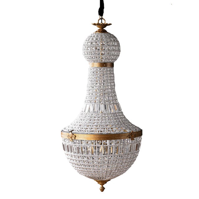 Matthew Izzo Home Bezier Prism Glass Chandelier With Antique Brass Finish Detail Over Iron - Small For Sale - Image 4 of 4