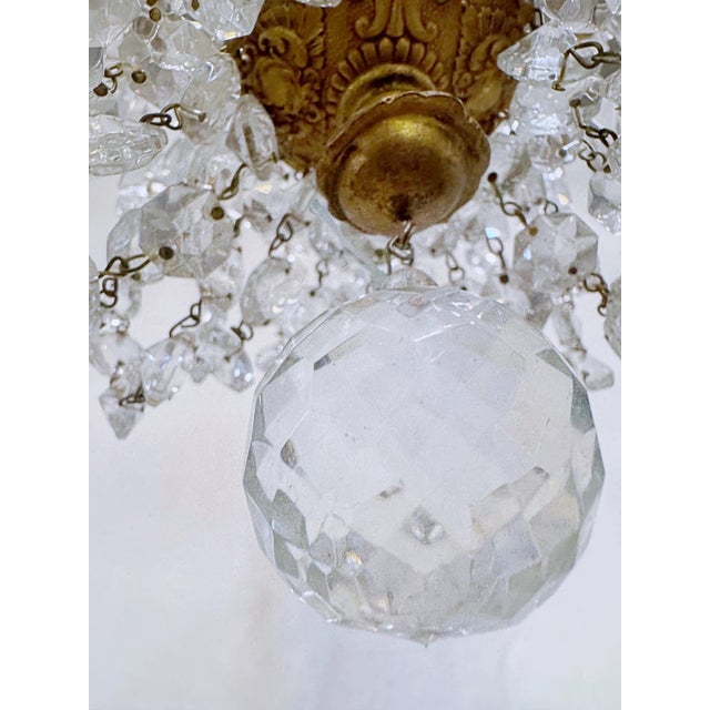 Metal Vintage Hollywood Regency Crystal Basket Chandelier For Sale - Image 7 of 10