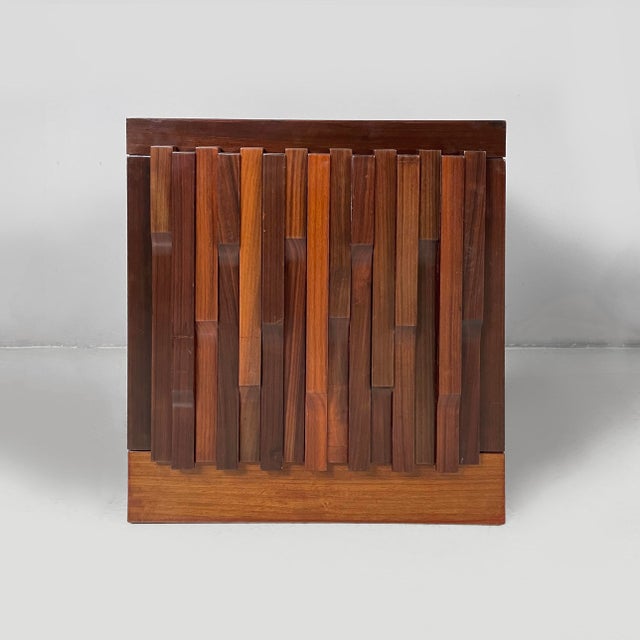 1970s Italian Modern Bedside Tables in Dark Wood, 1970s, Set of 2 For Sale - Image 5 of 16