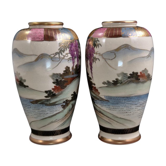 Early 20th Century Japanese Satsuma Vases, 1910s, Set of 2 For Sale - Image 5 of 16