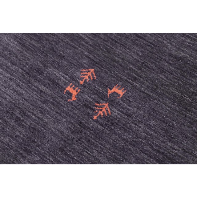 Blue Contemporary Gabbeh Adalyn Grayish Blue Wool Rug - 8'3''x10'0'' For Sale - Image 8 of 9