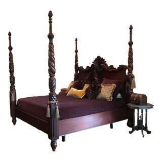 Ralph Lauren Polo King Size Bed Frame Mahogany Four Poster Bed For Sale