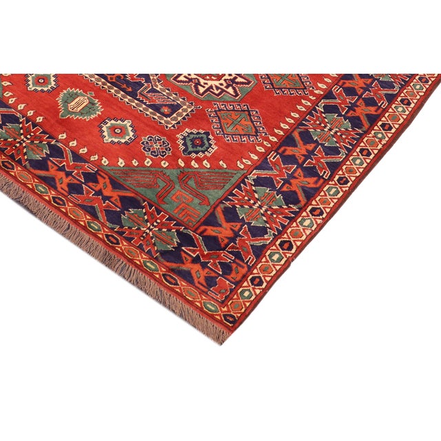 Bohemian Kargahi 1980's Rust/Blue Wool Rug - 6'4'' X 8'10'' For Sale - Image 4 of 10