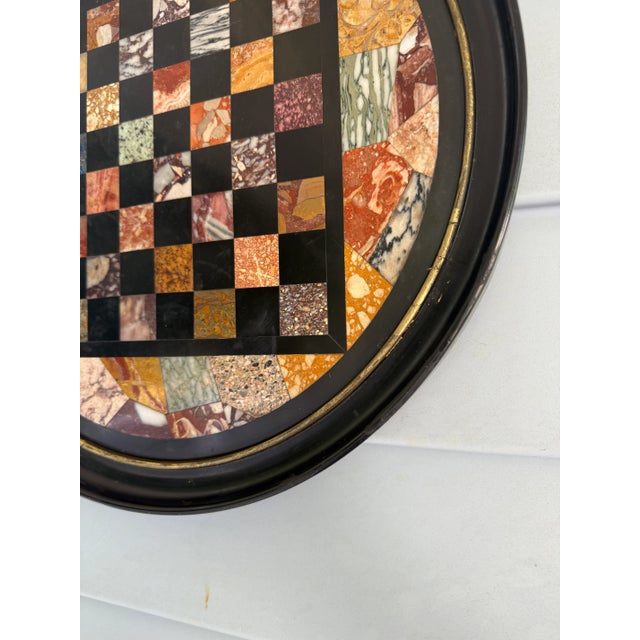 Late 19th Century Italian Grand Tour Specimen Marble Circular Chessboard Plaque Pietra Dura 19th C For Sale - Image 5 of 10