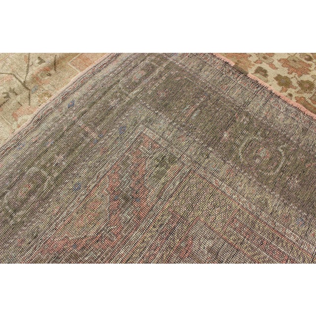 Vintage Turkish Oushak Rug With Faint Salmon Field and Floral Motifs For Sale - Image 9 of 10