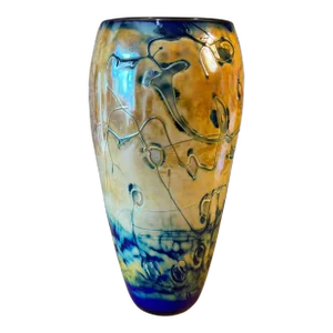 Art Glass Vase Abstract Multicolor Design