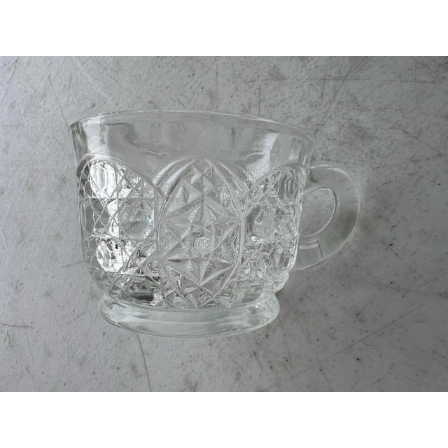 Vintage Heavy Glass Daisy & Button Punch Bowl Pattern Set With 18 Cups by Le Smith For Sale - Image 9 of 11