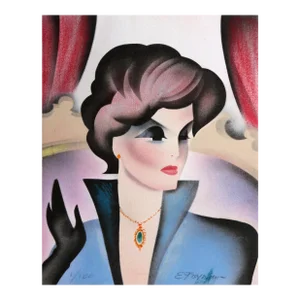Woman With Necklace, Erik Freyman Airbrush and Pastel on Paper, Signed in Pen