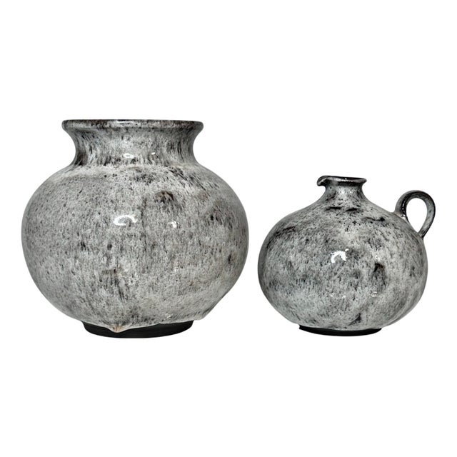 Studio Ceramic Art Vase and Jug from Elli & Walter Serocka, Germany, 1970s, Set of 2 For Sale