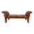 Vintage Leather Roll Arm Bench, Carved Oak Frame, Mission Style, Usa For Sale