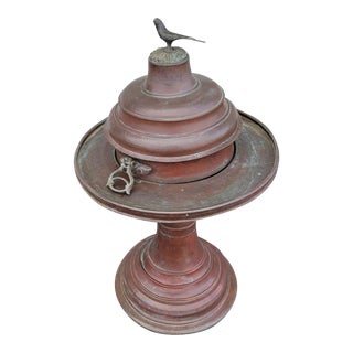 Early 20th Century Copper Brazier Temple-Sized Censer with Bird Finial For Sale