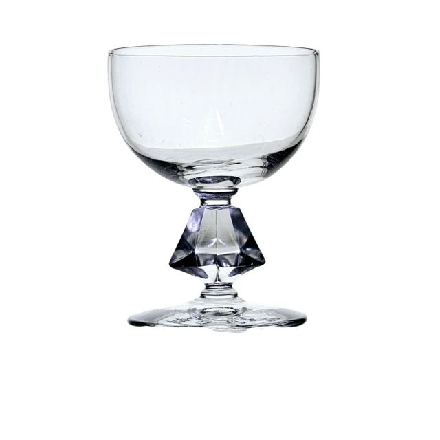 Set of Six Bryce Aquarius #961 Faceted Stem Cordial Glasses For Sale - Image 9 of 12