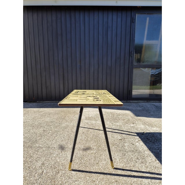 Wood Mid-Century Modern Italian Coffee Table with Egyptian Decor, 1950s For Sale - Image 7 of 10
