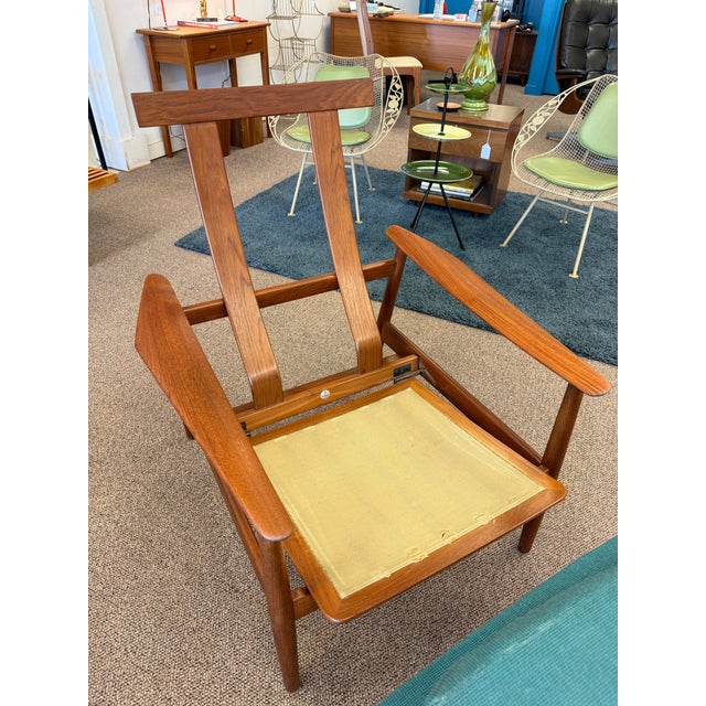 1960s Mid Century Modern Danish Teak Arne Vodder Fd-164 Adjustable Lounge Chair & Ottoman for France & Son. 1960’s For Sale - Image 5 of 12