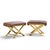 Warren Lloyd for Weiman Mid Century Brass X Base Stools - Pair Each stool measures: 25.5 wide x 17.25 deep x 18.75 high,...