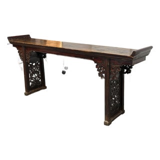 Chinese Carved Wood Console Table, Antique For Sale