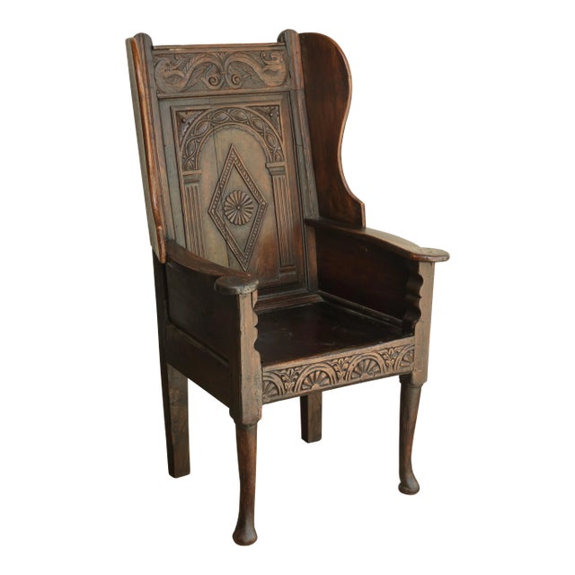 18th-Century Georgian Oak Wainscot Manor Chair For Sale