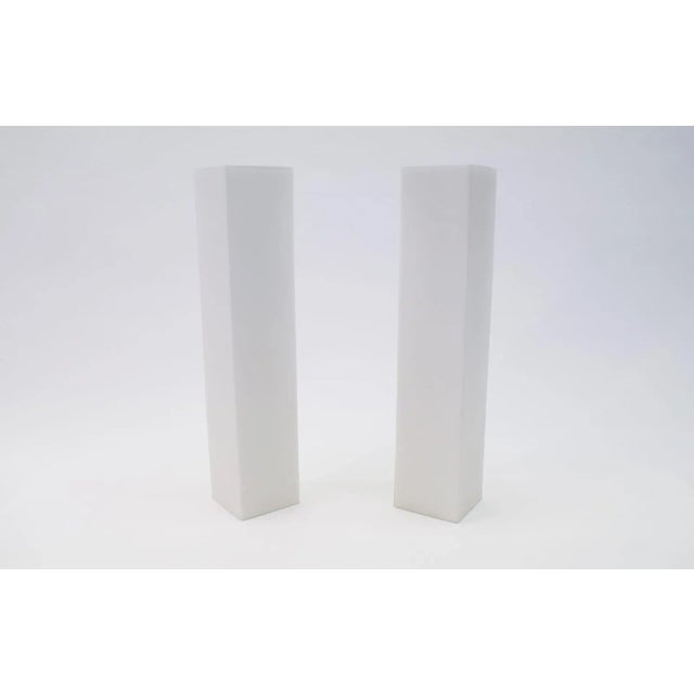 Very beautiful, elegant, minimalist opal glass wall lamps from Staff Leuchten, Gemany 1960s. The lamps are executed with...