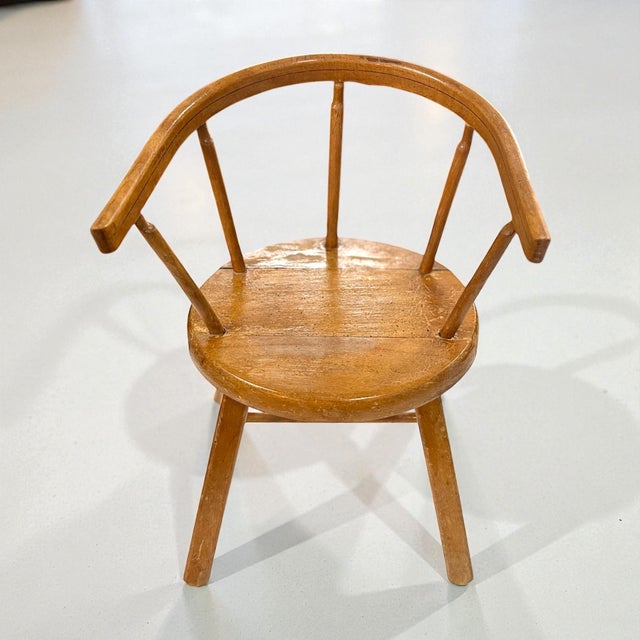 Brown Vintage Danish Childrens Chair in Beech Wood, Denmark, 1950s For Sale - Image 8 of 9
