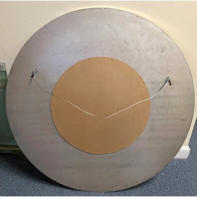 Mid Century Modern Monumental Platinum Silver Round Wall Mirror For Sale - Image 9 of 13