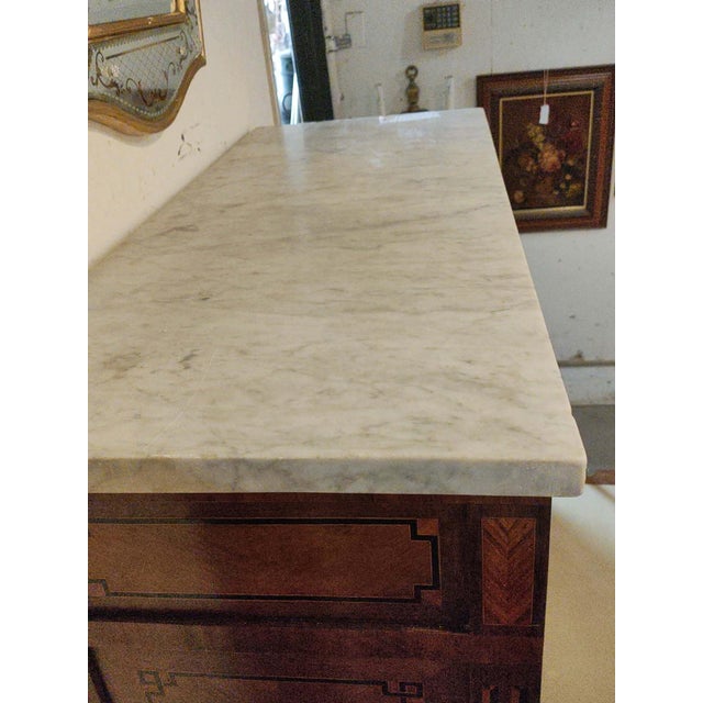 18th Century French Louis XVI Secretary Desk Converted Bar With Marble Top For Sale - Image 4 of 9