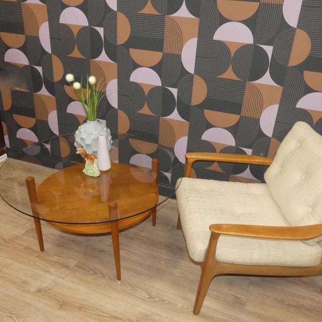 Mid-Century Modern Mid-Century Moderm Coffee Table in Glass and Wood with Tapered Round Legs, 1960s For Sale - Image 3 of 16