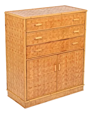 Mid‑Century Italian Chest of Drawers in Rattan and Bamboo, 1970s