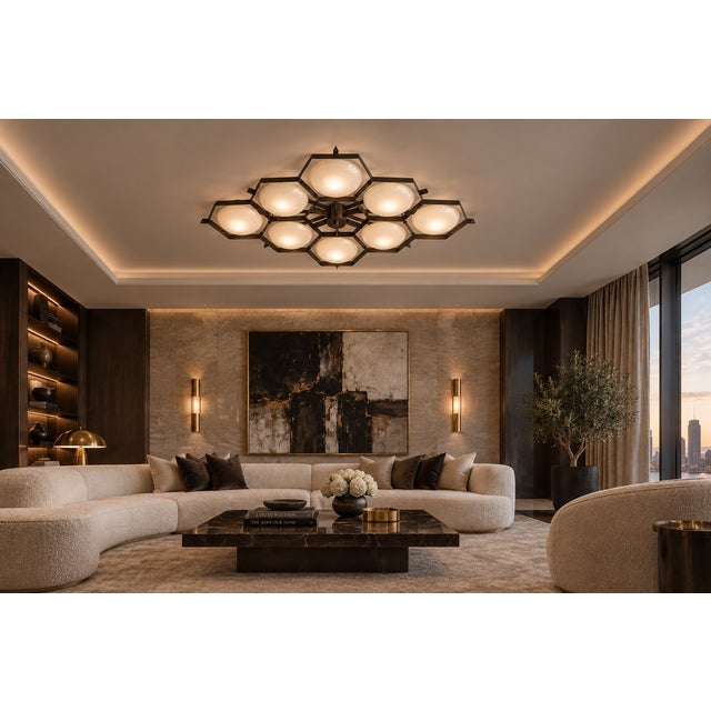 Gray 21st Century Beehive Bronze Glossy Gray Murano Flush Mount by Fabio LTD For Sale - Image 8 of 8