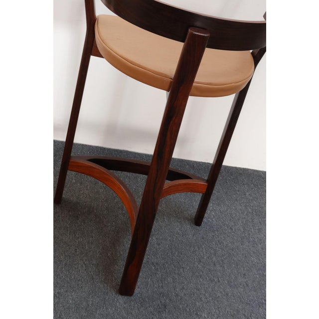 Pair of Danish Modern Rosewood and Leather Counter Stools by John Mortensen For Sale - Image 16 of 18
