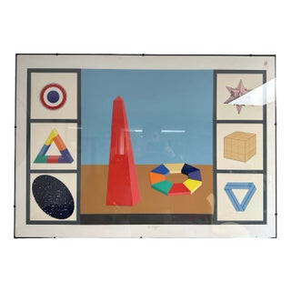 Lucio Del Pezzo, Casellar Screen Printing and Collage, 1970s, Cardboard For Sale