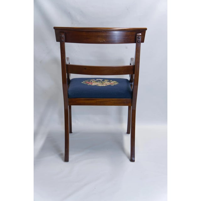 Mahogany Finish Dining Chairs With Floral Needlepoint Seats Set of 4 For Sale - Image 9 of 12