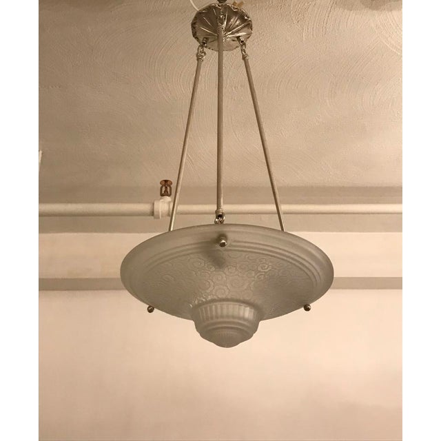 Muller Frères French Art Deco Geometric Chandelier Signed by Muller Frères Luneville For Sale - Image 4 of 11