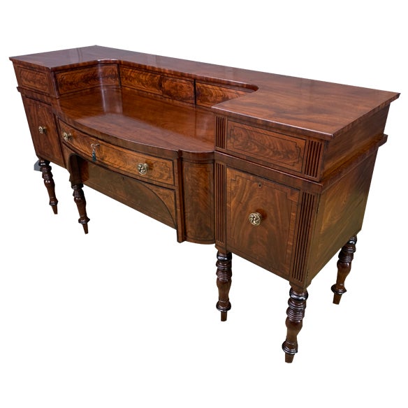 Large Regency Inlaid Flame Mahogany Sideboard, 1810s For Sale