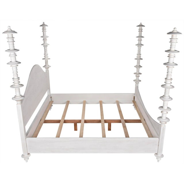 Wood NOIR Ferret Bed, Eastern King, White Wash For Sale - Image 7 of 12