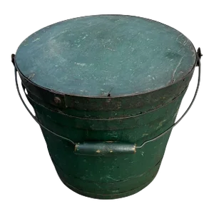 19thc New England Bucket With Original Lid From Maine