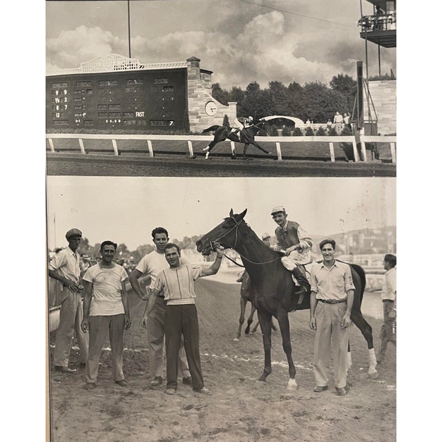 September 10, 1947 equestrian photograph of "Travelalong," winner of a race a the Wheeling, West Virginia race track....