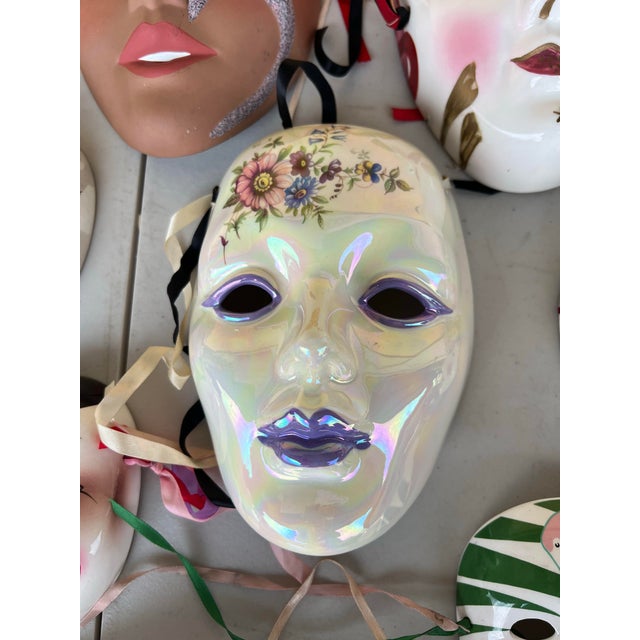 Ceramic Vintage Mardi Gras Style Face Mask Wall Art Collection of 35 For Sale - Image 7 of 11
